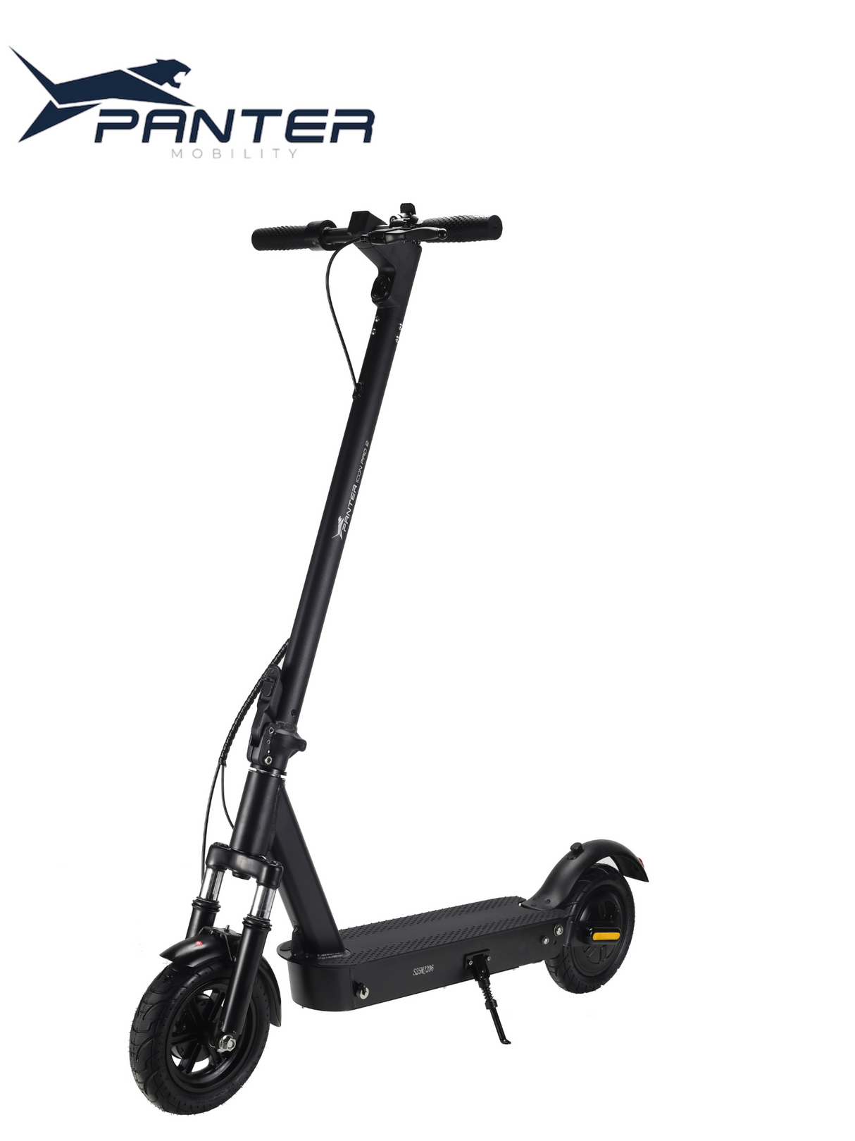 Icon Pro svart el-sparkesykkel sett fra 3/4 vinkel forfra